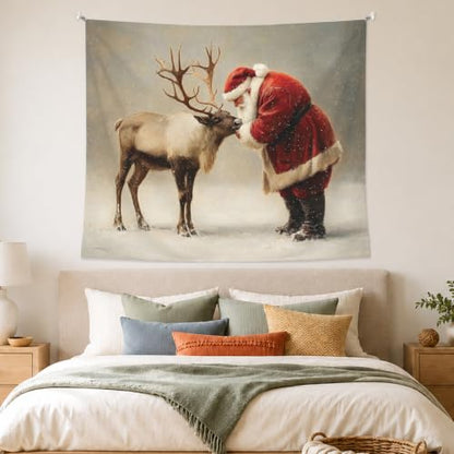 AHNWICNR Santa Claus and Reindeer Tapestry, Christmas Wall Hanging Decor - color: Santa Reindeer
