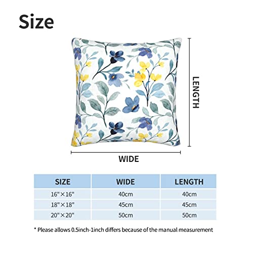Yellow Sage Green Blue Floral Throw Pillow Covers 16x16 Inch Set of 2 - color: Yellow Blue Flower, size: 16" x 16" (Pack of 2)