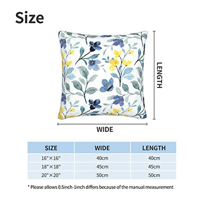 Yellow Sage Green Blue Floral Throw Pillow Covers 18x18 Inch Set of 2 - color: Yellow Blue Flower, size: 18" x 18" (Pack of 2)