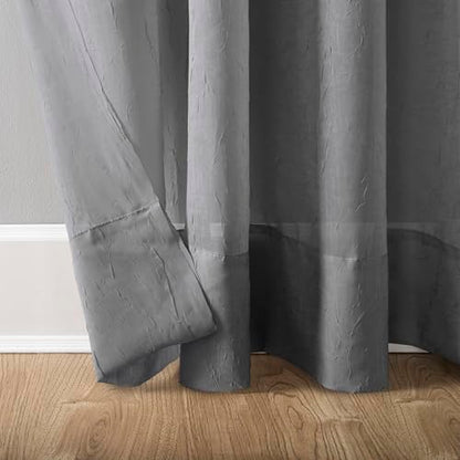 No. 918 Erica Crushed Sheer Voile Grommet Curtain Panel - color: Charcoal Gray, size: 51"W x 63"L (Pack of 1)