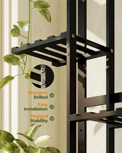 Bamworld Bamboo Plant Stand Indoor 6 Tiered Plant Shelf, Black 48 Inch - color: Black
