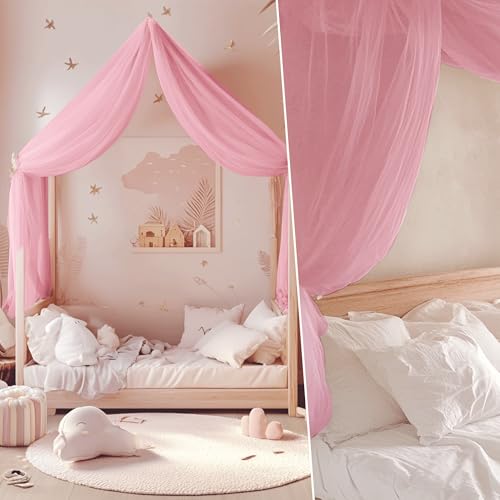 NICETOWN Pink Bed Canopies & Drapes for Kids Room, 1 Panel, W114xL180 - color: Pink, size: 114"W x 180"L (Pack of 1)
