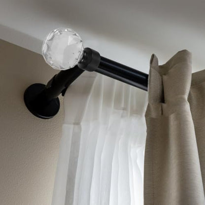 Unomor Black Iron Curtain Rod Decorative Head Plug Ball Finials for Curtain Rod Ends Window Treatment Hardware 3.54X2.36X1.18In