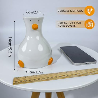 Handcrafted Ceramic Duck Vase, White Modern Flower Vase with Duck Design - color: Duck-vase