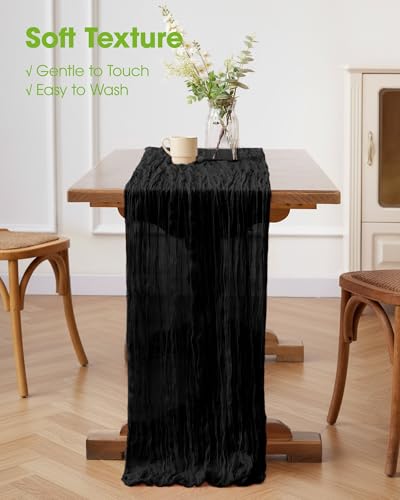 Pureegg 2 Pack Cheesecloth Table Runner 120 Inch Black - color: Black, size: 120" - 2 Packs