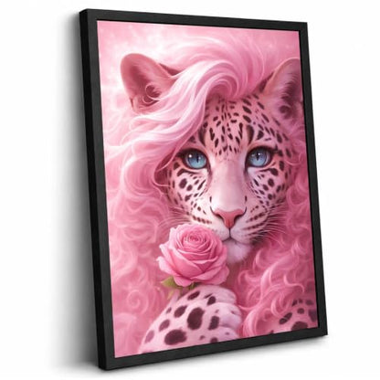 Black Framed Leopard Wall Art, Pink Pictures Wall Decor, 12x16 in - color: Pink-Leopard