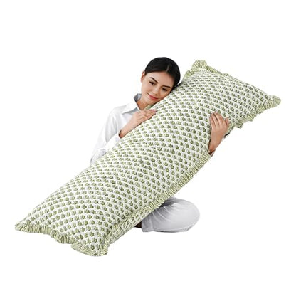 CPC Emerald Green Block Print Ruffle Sham Pillow Cover 20x54 Inch Pack of 1 - color: Emerald Green, size: 54" x 20" (Pack of 1)
