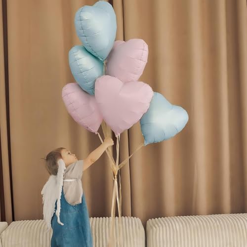 Pink Blue Heart Foil Balloons,12Pcs 18Inch Heart Shaped Balloons - color: Pink Blue
