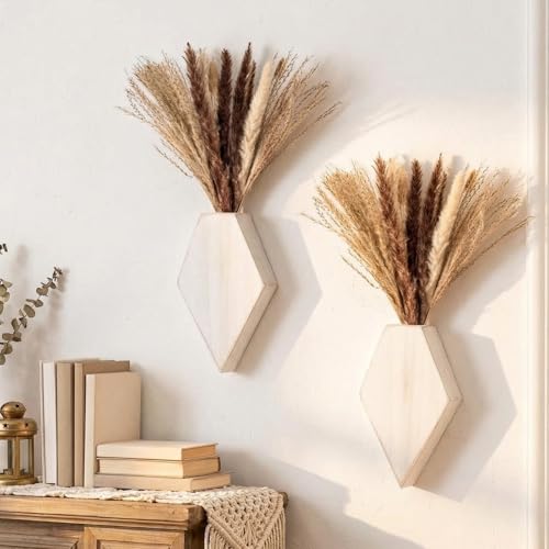 2 Pcs Wooden Wall Planters, White Distressed, Regular Style - color: White Distressed, style: Regular Style