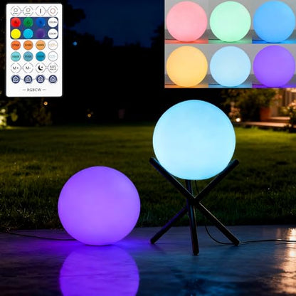 Lightdot 12-Inch Outdoor Globe Lights, RGB+CW Globe Floor Lamp with Remote - color: 15.7''RGBCW