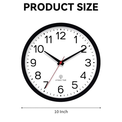 AKCISOT 10 Inch Wall Clock, Battery Operated Analog Clock, Black - color: Atomic Black, size: 10 Inch