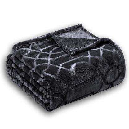 Soft Cozy Fleece Queen Size Blanket, 90x90 Inches – Lightweight Plush Blanket for Bed, Fuzzy 3D Jacquard Design - Dark Grey - color: Dark Grey, size: Queen (90" x 90")