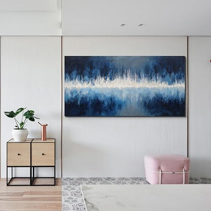YISXINOAG Deep Blue Abstract Wall Art Modern Calm Cool Tones Canvas 24"X48" - color: deep blue, size: 48"L x 24"W