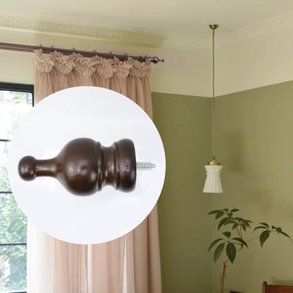 T Tulead 1.38-Inch Wood Curtain Rod Finials 2Pcs - style: Brown, 1.38", 2PCS