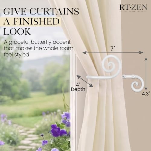 RTZEN Metal Curtain Tiebacks, Drapery Holders for Wall, 2 Pcs - size: Large, style: Swirly - W