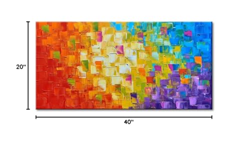 Seekland Art Hand Painted Texture Oil Painting on Canvas Abstract Wall Art Deco Contemporary Artwork Framed Ready to Hang 40x20 inch - size: 40"L x 20"W