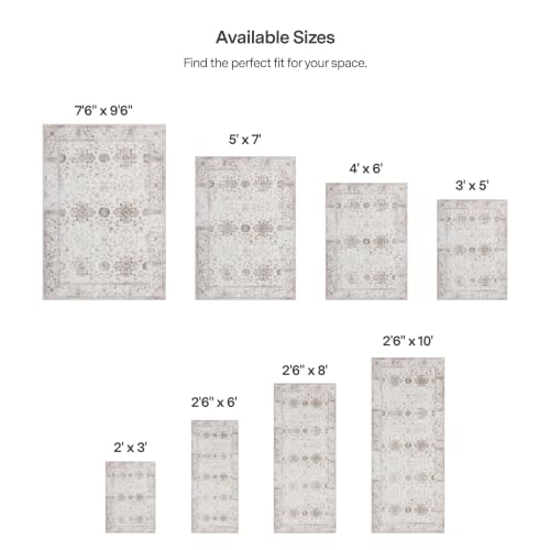 ReaLife Rugs Machine Washable Area Rug - Living Room Bedroom Bathroom Kitchen Entryway Office - Padded Crease Free Stain Resistant Premium - Boho Farmhouse Vintage- BEV- Beige - 2'x 3' - color: Bev - Beige Tan Brown, size: 2' x 3' (Rectangular)