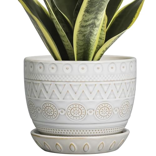 G EPGardening Ceramic Planters for Indoor Plants, 5 Inch Plant Pot, White - color: Triangle White
