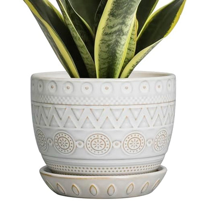 G EPGardening Ceramic Planters for Indoor Plants, 5 Inch Plant Pot, White - color: Triangle White