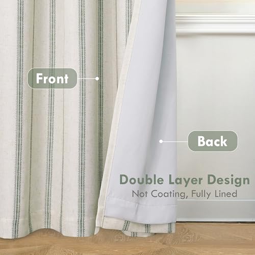 DriftAway Farmhouse Stripe Blackout Curtains, W52xL96, Loden Green - color: G Loden Green Stripe, size: 52"W x 96"L (Pack of 2)