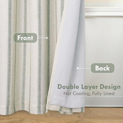 DriftAway Farmhouse Stripe Blackout Curtains, W52xL96, Loden Green - color: G Loden Green Stripe, size: 52"W x 96"L (Pack of 2)