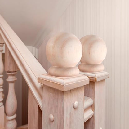 2 Pack Bed Post Finials 2.5" Round Wood Ball Curtain Rod Finial with Screw - size: 2.5 Inch