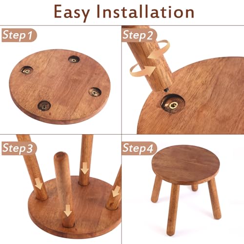 Round Solid Wooden Stool,Plant Stand,Step Stool,Walnut,11.8" H - color: Walnut, size: 11.8inch