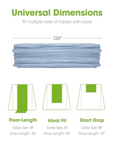 Pureegg 2 Pack Cheesecloth Table Runner 120 Inch Dusty Blue - color: Dusty Blue, size: 120" - 2 Packs