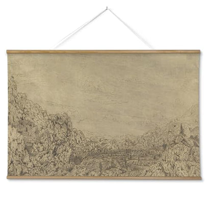 ARPEOTCY Extra Large Framed Wall Art, Sketch Mountain Landscape, 36x54 In - color: Sketch the Valley