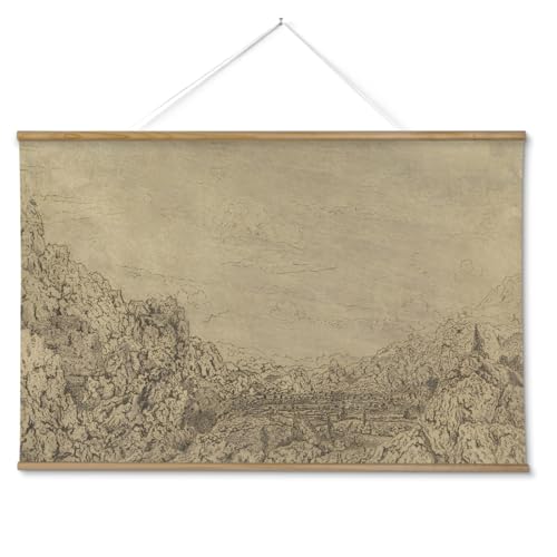 ARPEOTCY Extra Large Framed Wall Art, Sketch Mountain Landscape, 36x54 In - color: Sketch the Valley