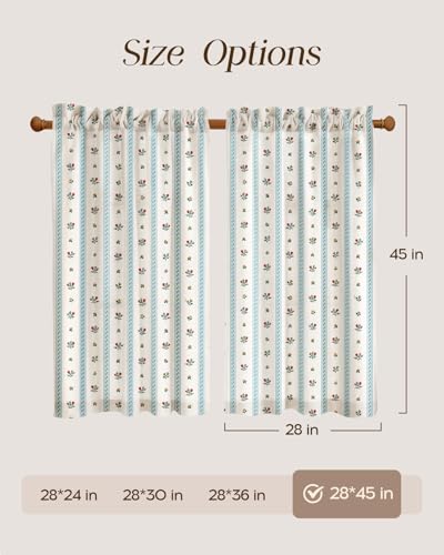 Miss Adola 45 Inch Length Kitchen Tier Curtains, Blue Striped - color: Blue Striped, size: 28"W x 45"L (Pack of 2)
