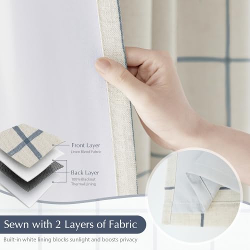 DriftAway 100% Blackout Plaid Curtains 72 Inches Long 2 Panels Navy Blue - color: Navy Blue, size: 52"W x 72"L (Pack of 2)
