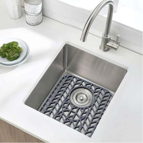 AWOKE Sink Protectors for Kitchen Sink - 13.6"x 11.6" Sink Mat - Heat-resistant Easy-clean Silicone Sink Mat - for Protection of Stainless Steel Sink with 3 Reserved Holes Pack of 2 - size: 13. x 11.6 2PCS