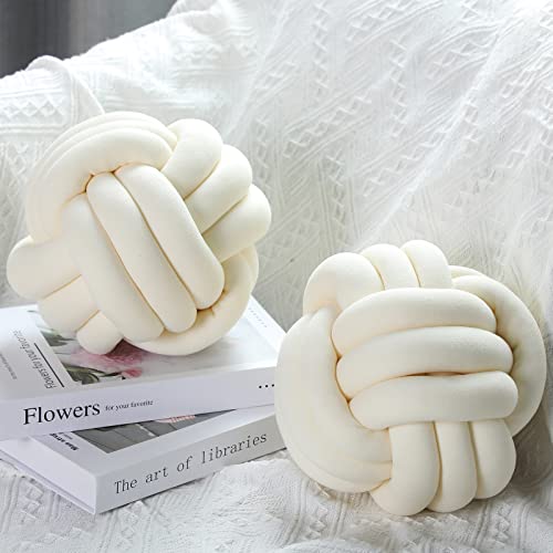 Namalu 7.87 Inches 2 Pcs Knot Pillow Decorative Throw Pillow, Cream White - color: Cream White, size: 7.87 Inches