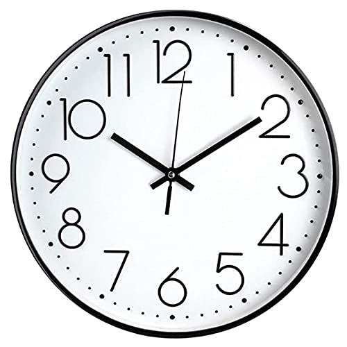 JUSTUP 8 Inch Modern Wall Clock, Silent Battery Operated Round Wall Clock - color: White