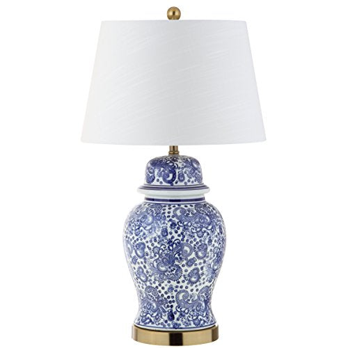 JONATHAN Y Ellis Chinoiserie Ginger Jar Table Lamp 29.5", Blue/White - color: Blue/White