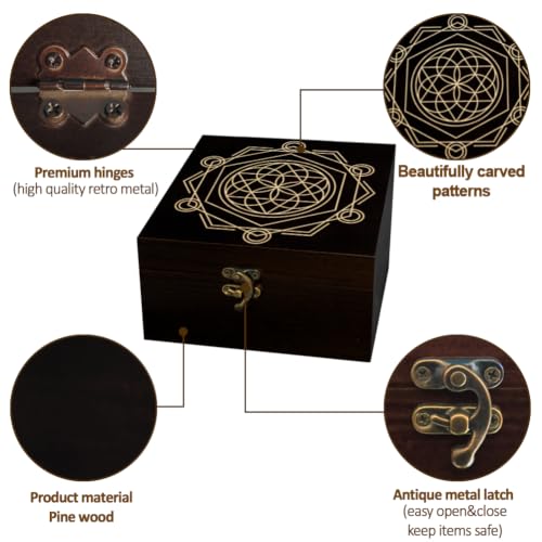 arricraft Small Wooden Keepsake Storage Box, Geometry Array Pattern