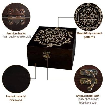 arricraft Small Wooden Keepsake Storage Box, Geometry Array Pattern