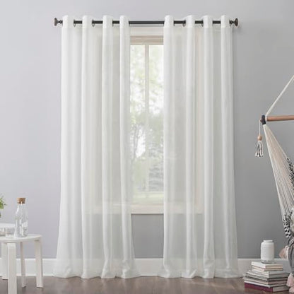 No. 918 Erica Crushed Sheer Voile Grommet Curtain Panel - color: Eggshell Off-white, size: 51"W x 72"L (Pack of 1)