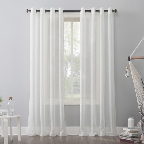 No. 918 Erica Crushed Sheer Voile Grommet Curtain Panel 51” x 84” - color: Eggshell Off-white, size: 51"W x 84"L (Pack of 1)