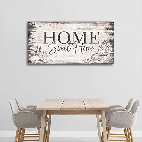 Home Sweet Home Wall Art Dark Brown Rustic Farmhouse Canvas Sign, 20"x40" - color: Home Sweet Home, size: 40"L x 20"W