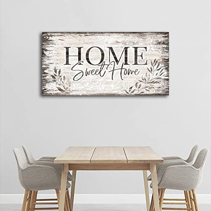 Home Sweet Home Wall Art Dark Brown Rustic Farmhouse Canvas Sign, 20"x40" - color: Home Sweet Home, size: 40"L x 20"W