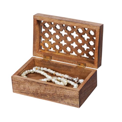 Mela Artisans Trellis Mango Wood Storage Box - Medium Burnt, 7.5 in - color: Medium Burnt, size: Medium