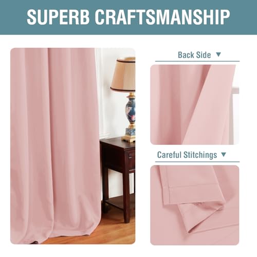 H.VERSAILTEX Blackout Curtain for Living Room Small Window Kitchen Blackout Curtains 45 inch Length Energy Saving Solid Grommet Blackout Drape, One Panel, Baby Pink, 52" W x 45" L - color: Baby Pink, size: 52"W x 45"L (Pack of 1)