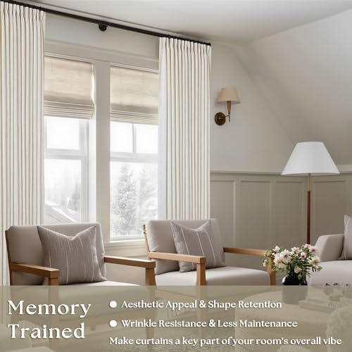 TWODRAPES Natural Pinch Pleated Linen 94 Inch Curtains for Living Room - color: Natural, size: 40"W x 94"L (Pack of 2)
