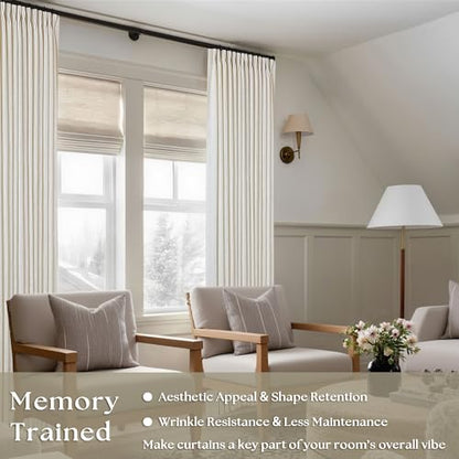TWODRAPES Natural Pinch Pleated Linen 94 Inch Curtains for Living Room - color: Natural, size: 40"W x 94"L (Pack of 2)