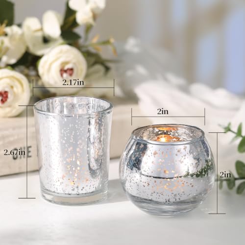 Volens Silver Party Decorations 72pcs, Assorted Glass Votive Candle Holders - color: Silver--(36pcs+36pcs)