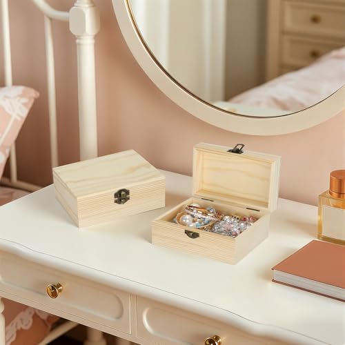 Small Unfinished Wooden Storage Box (Large 5.9 * 3.7 * 2.5 inch) - size: Large 5.9*3.7*2.5 inch