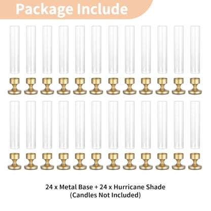 NUPTIO Hurricane Glass Candle Holder: Set of 24 Gold Candleholders Bulk - size: 24 pcs