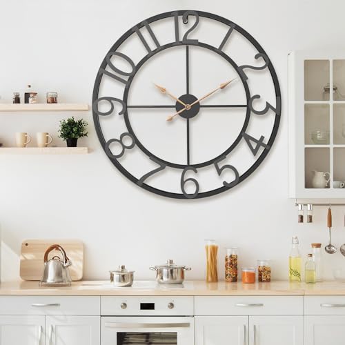 Pytha Sight 36 Inch Black Metal Arabic Numeral Extra Large Giant Wall Clock - color: Black Arabic, size: 36 Inch